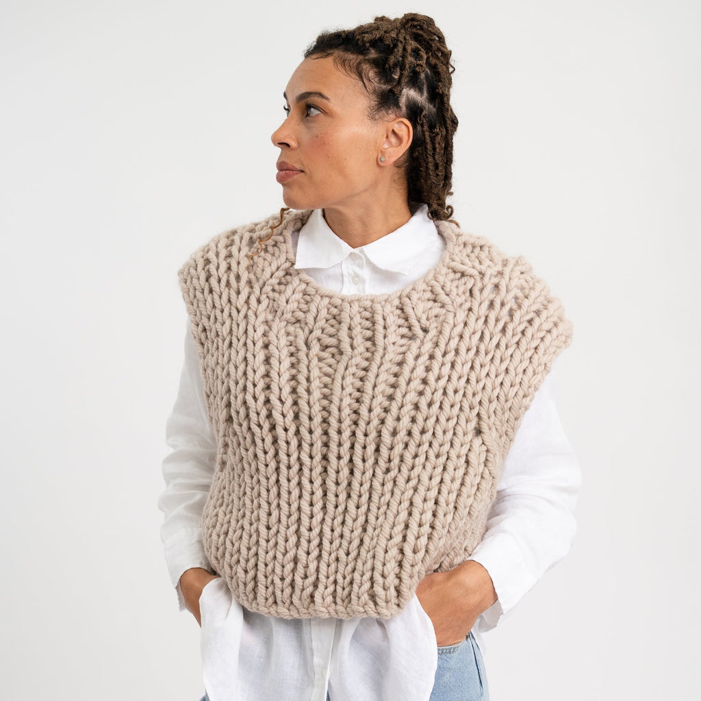 Ribbed Sweater Vest Knitting Kit Wool Couture