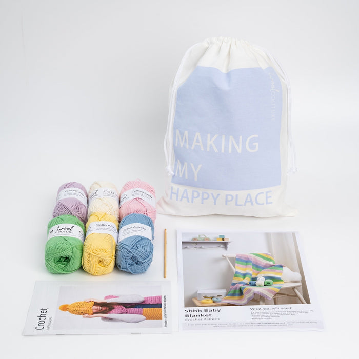 Shhh Baby Blanket Crochet Kit | FREE Beginner Workshop Included - Wool Couture