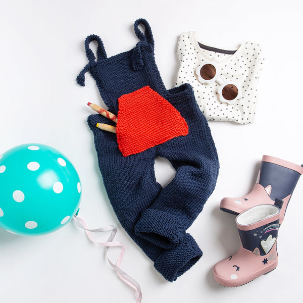 Soft Play Dungarees Knitting Kit - Wool Couture