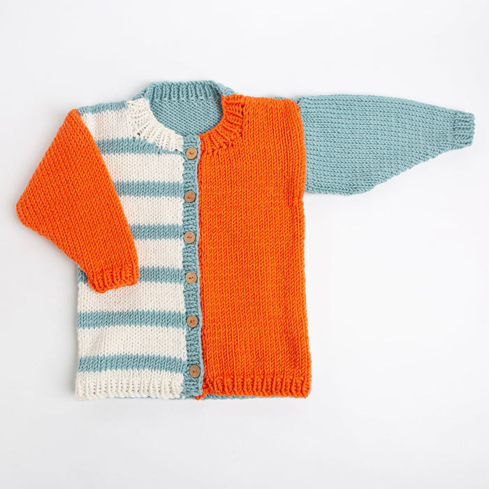 Toddler Colour Block Cardigan Knitting Kit - Wool Couture