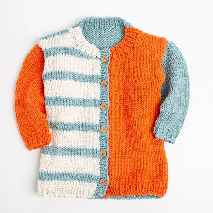 Toddler Colour Block Cardigan Knitting Kit - Wool Couture