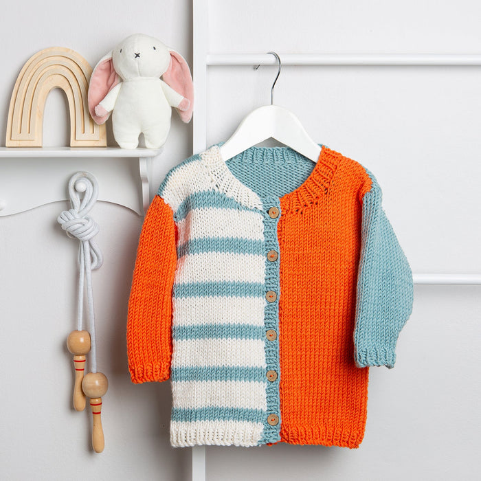 Toddler Colour Block Cardigan Knitting Kit - Wool Couture