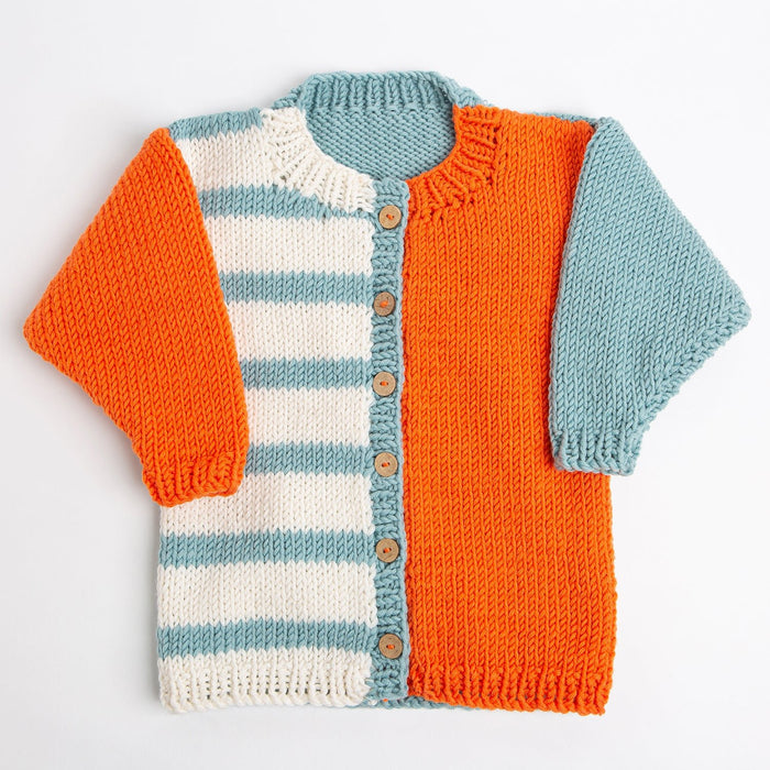 Toddler Colour Block Cardigan Knitting Kit Wool Couture