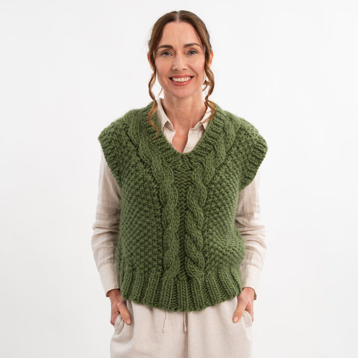 Willow Chunky Cable Vest Knitting Kit - Wool Couture