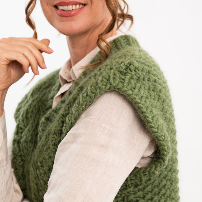 Willow Chunky Cable Vest Knitting Kit - Wool Couture