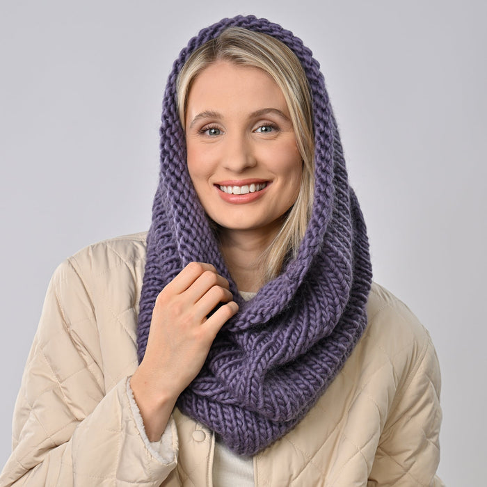 Accessories Knitting Kit - Absolute Beginners Heather Snood - Wool Couture