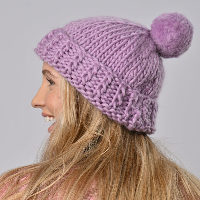 Accessories Knitting Kit - Slouchy Bobble Hat Hyacinth - Wool Couture