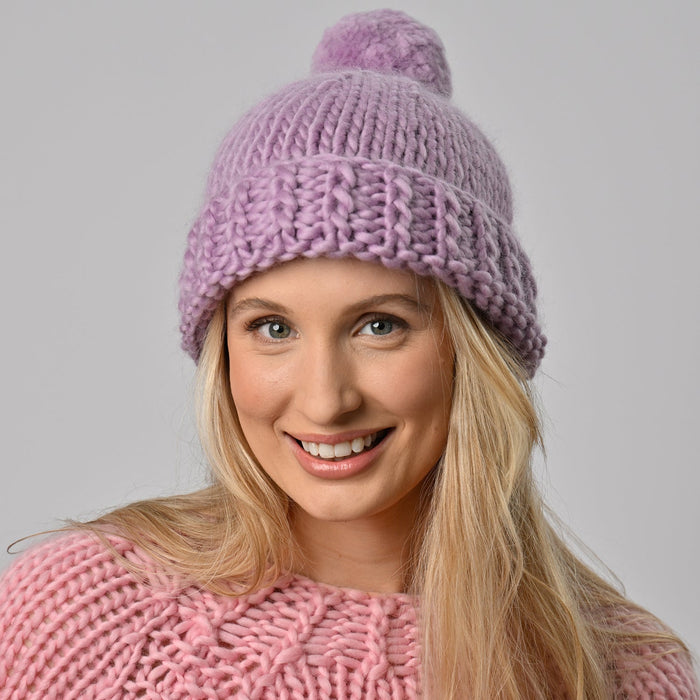 Accessories Knitting Kit - Slouchy Bobble Hat Hyacinth - Wool Couture
