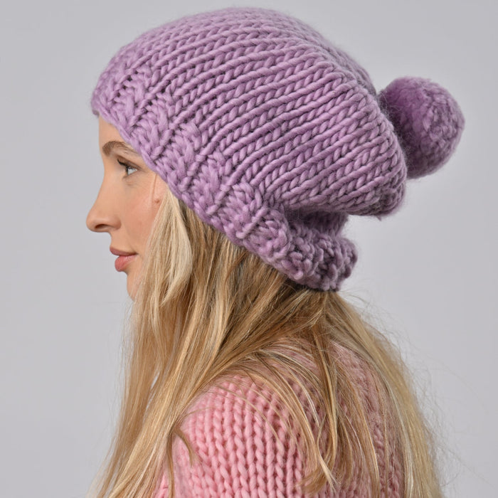 Accessories Knitting Kit - Slouchy Bobble Hat Hyacinth - Wool Couture