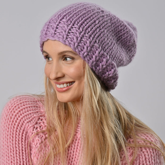 Accessories Knitting Kit - Slouchy Bobble Hat Hyacinth - Wool Couture