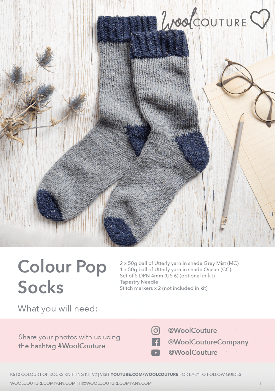 Accessories Knitting PDF Pattern - Colour Pop Socks | Wool Couture