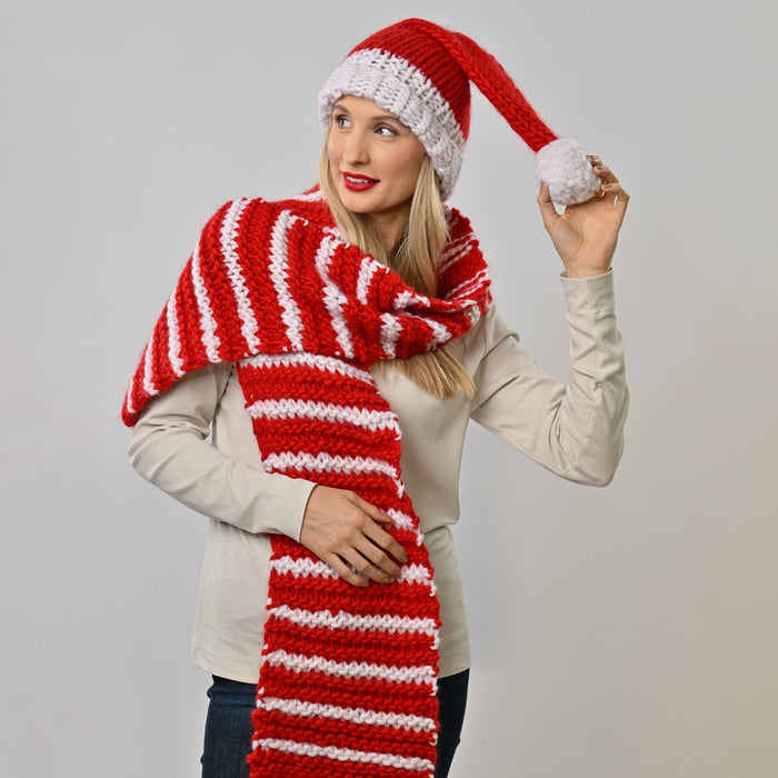 Adult Candy Cane Scarf Knitting Kit - Wool Couture