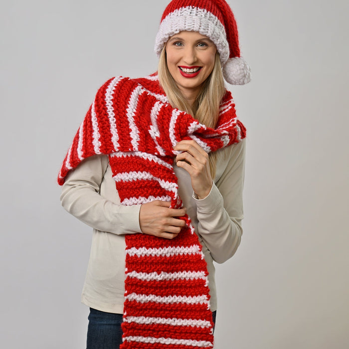 Adult Candy Cane Scarf Knitting Kit - Wool Couture