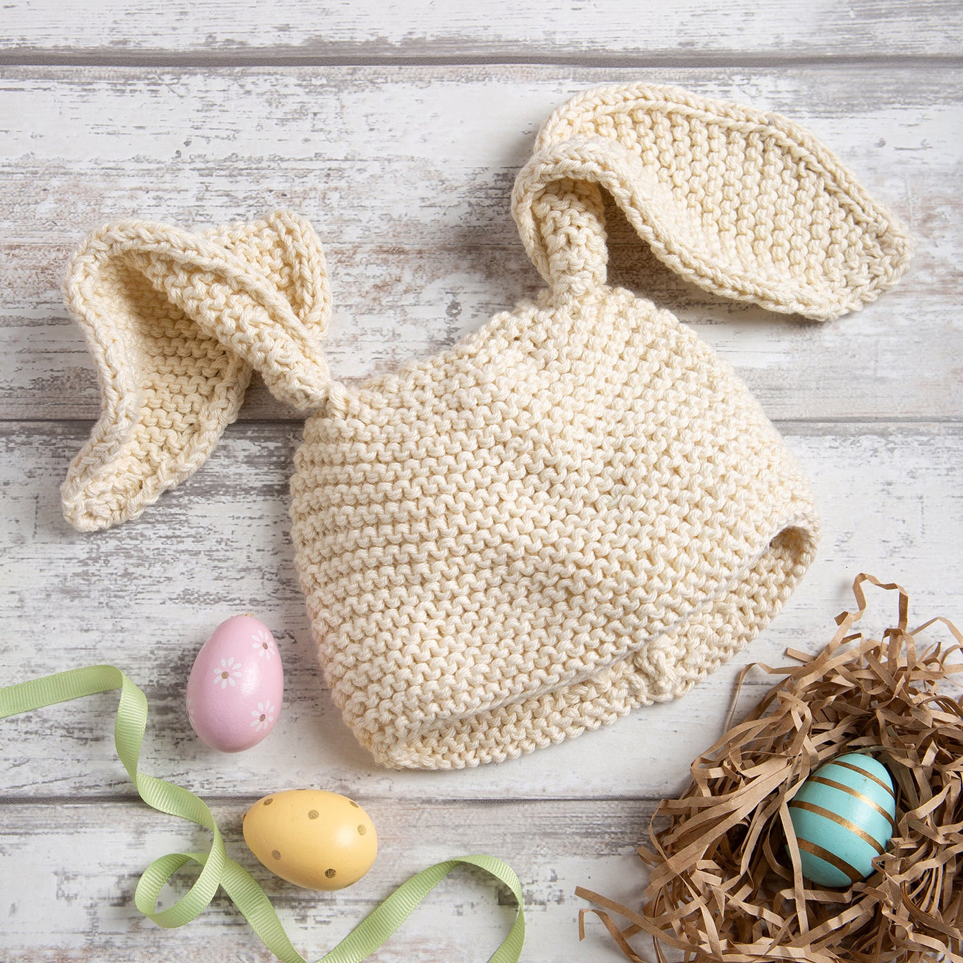Baby Bunny Ear Hat Knitting Kit Easter Wool Couture