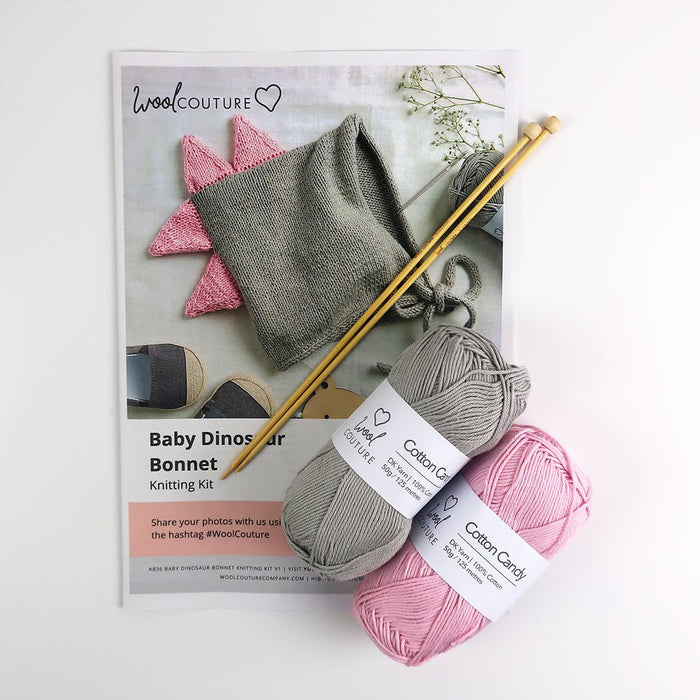 Baby Dinosaur Bonnet Knitting Kit - Wool Couture