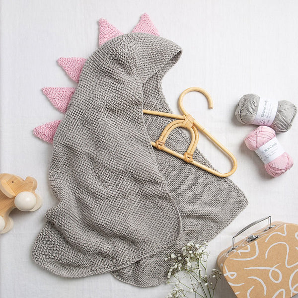 Baby Dinosaur Hooded Blanket Knitting Kit - Wool Couture