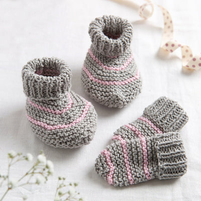 Baby Striped Booties and Mittens Knitting Kit - Wool Couture
