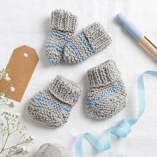 Baby Striped Booties and Mittens Knitting Kit - Wool Couture