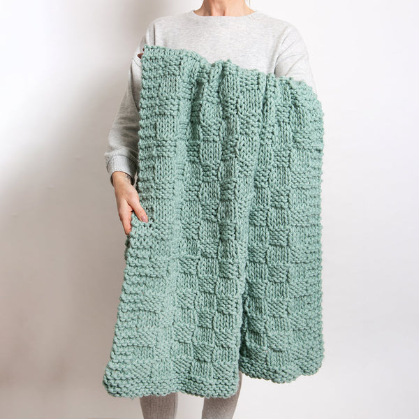 Basketweave Stitch Blanket Knitting Kit - Wool Couture