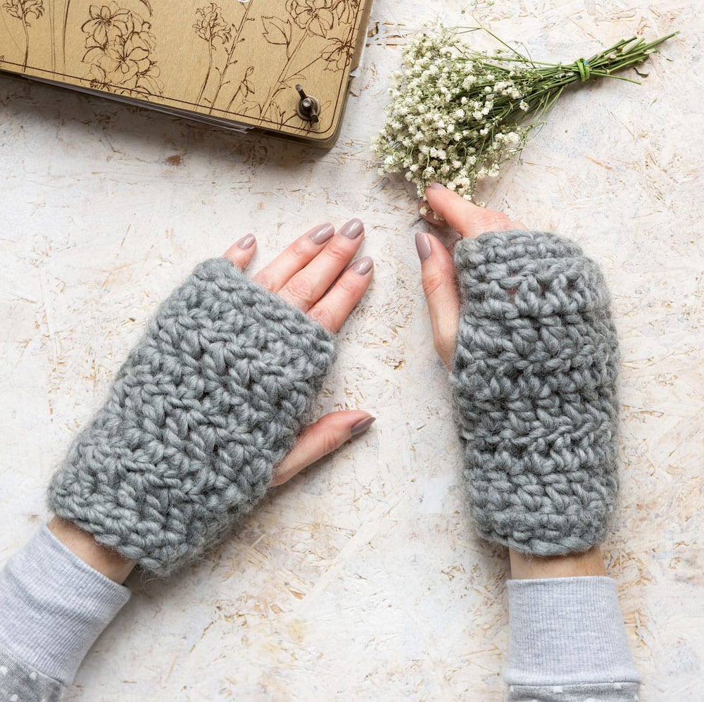 Beanie and Fingerless Gloves Crochet Kit Wool Couture