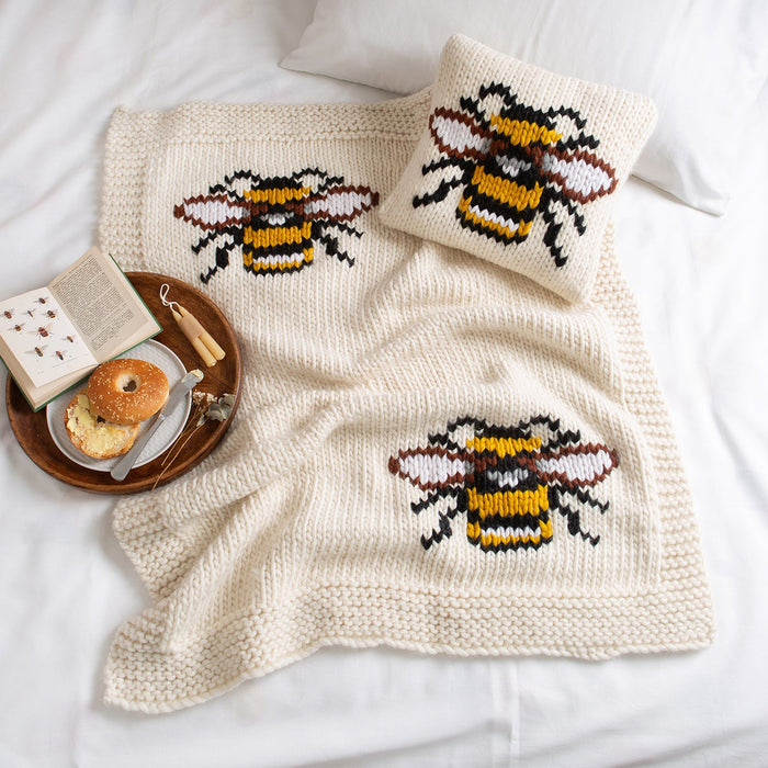 Bee Blanket & Cushion Cover - Knitting Kit - Wool Couture