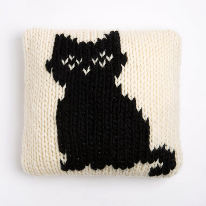 Black Cat Cushion Cover Knitting Kit - 4 Spooky Designs - Wool Couture