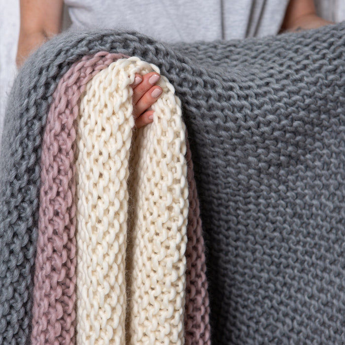 Blanket Knitting Kit - Hannah's Beginner Throw - Wool Couture