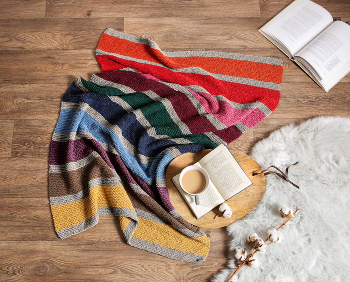 Blanket Knitting Kit - Misty Rainbow - Wool Couture