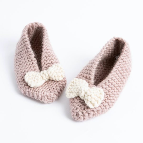 Bow Slipper Knitting Kit - Wool Couture