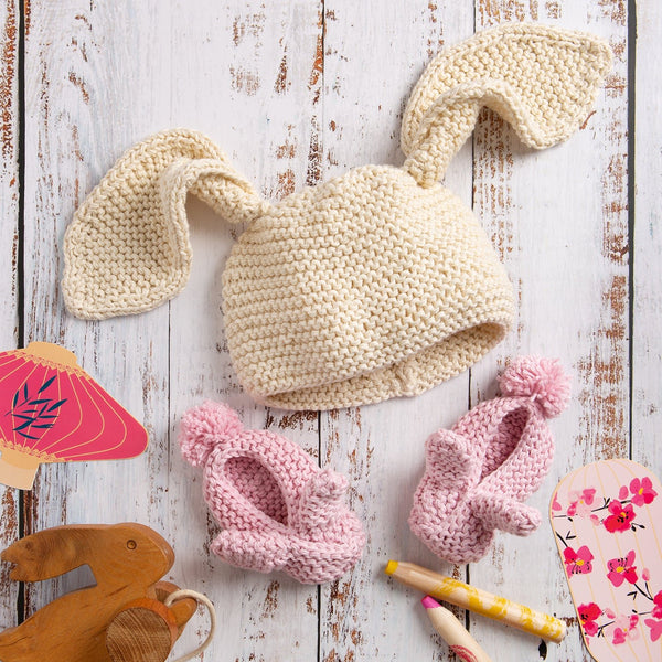 Bunny Ear Baby Slippers & Hat Knitting Kit - Bundle - Wool Couture