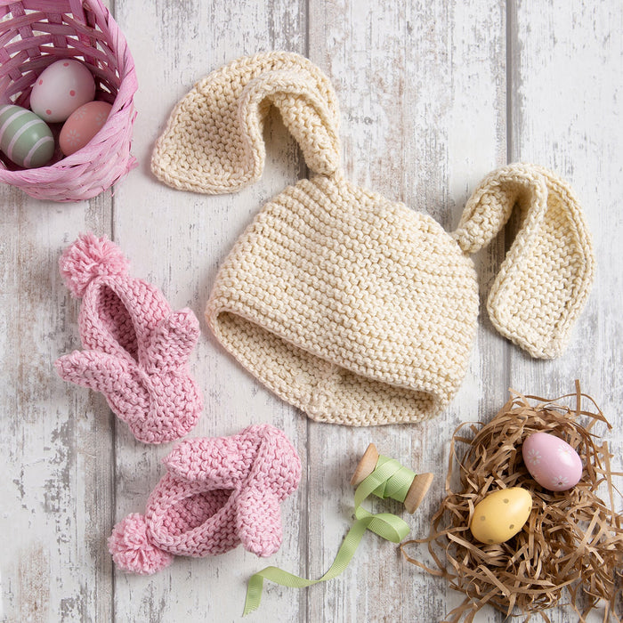 Bunny Ear Baby Slippers & Hat Knitting Kit - Easter - Wool Couture