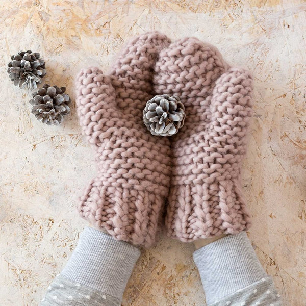 Cable Mittens and Headband Knitting Kit - Wool Couture