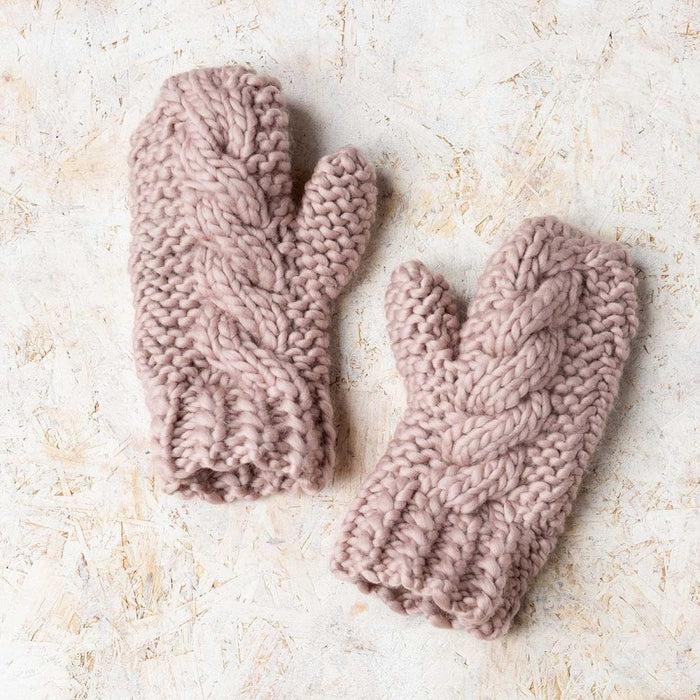 Cable Mittens and Headband Knitting Kit Wool Couture