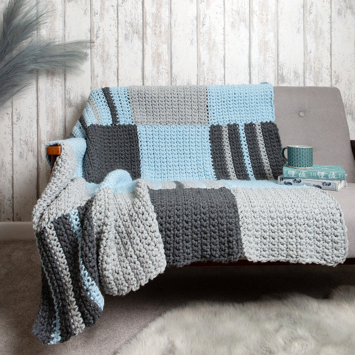 Cotton Striped Blanket Crochet Kit Beginners Simple Blanket Making Wool  Couture 