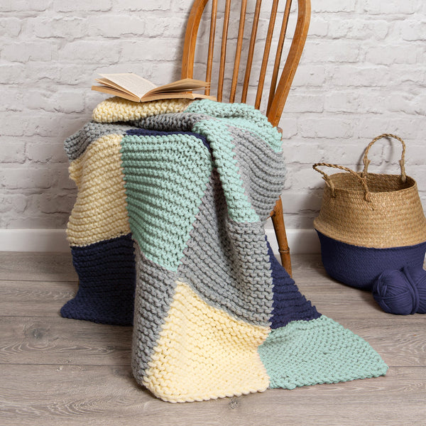 Chequered Blanket Knitting Kit - Beginner Basics - Wool Couture