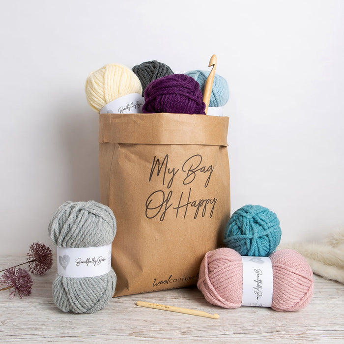 Chequered Blanket Knitting Kit - Beginner Basics - Wool Couture