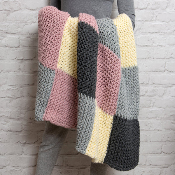 Chequered Blanket Knitting Kit - Beginners Basics - Wool Couture