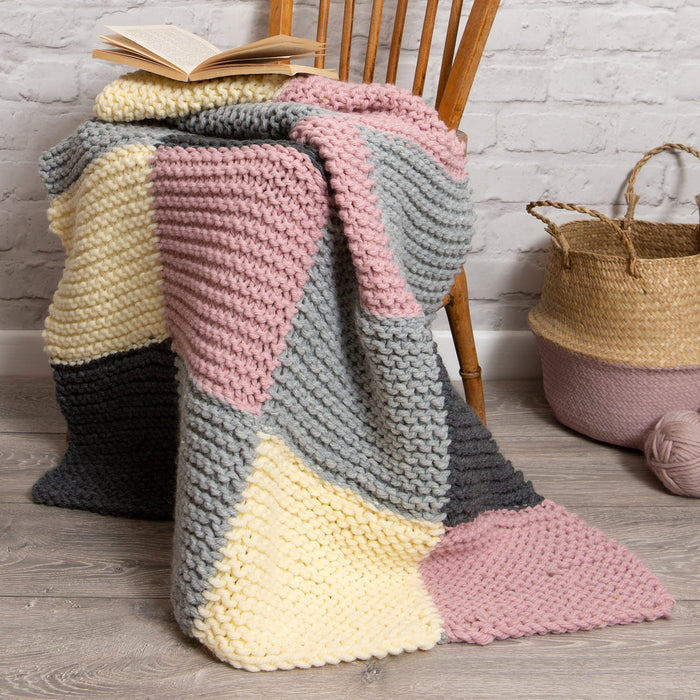 Chequered Blanket Knitting Kit - Beginners Basics - Wool Couture