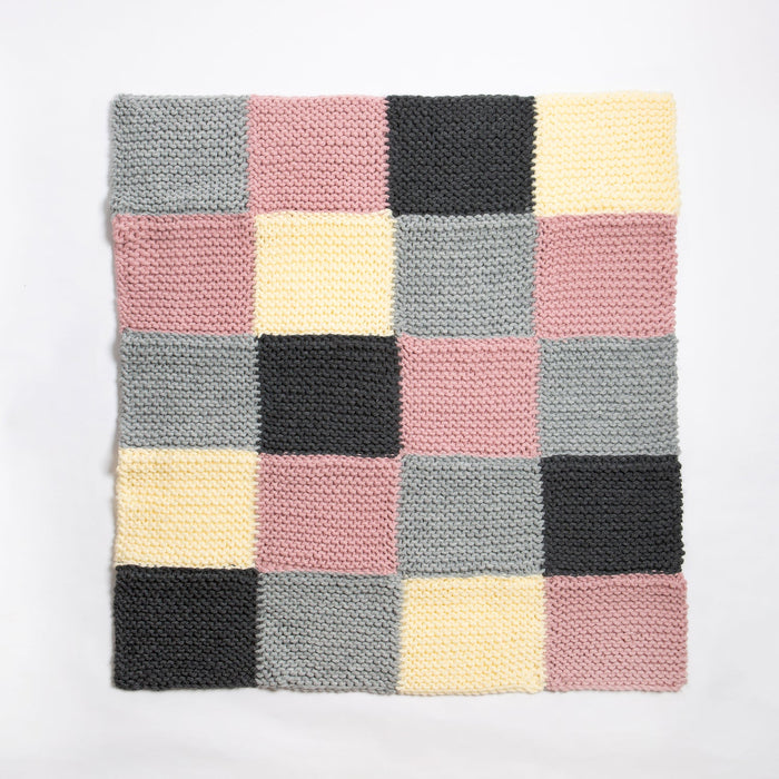 Chequered Blanket Knitting Kit - Beginners Basics - Wool Couture