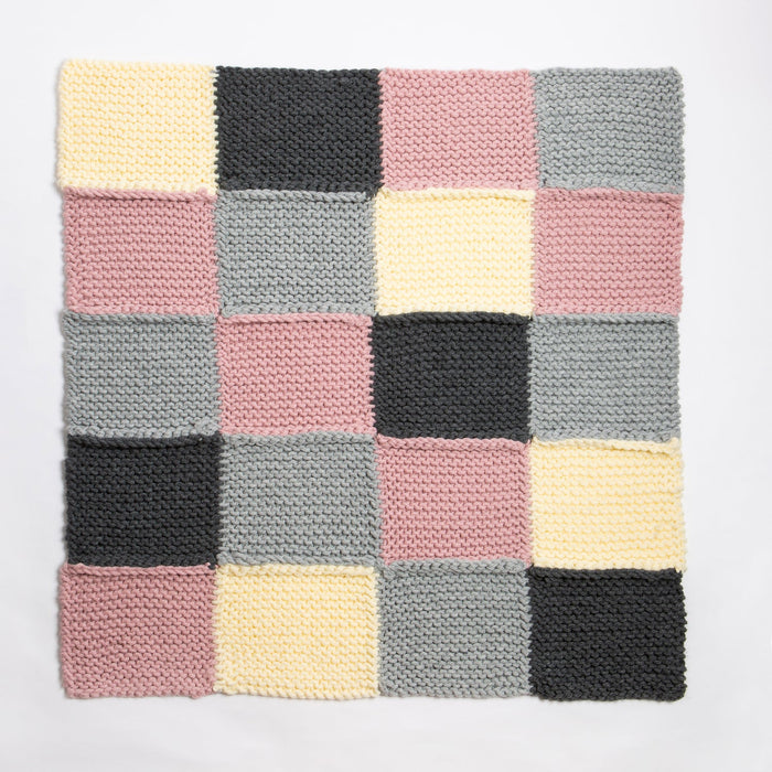 Chequered Blanket Knitting Kit - Beginners Basics - Wool Couture