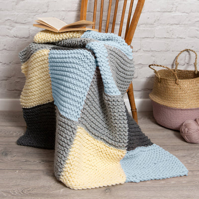 Chequered Blanket Knitting Kit - Blue Breeze - Wool Couture