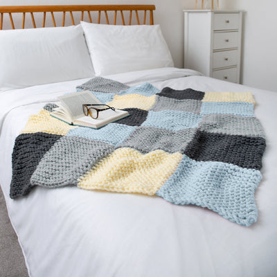 Chequered Blanket Knitting Kit - Blue Breeze - Wool Couture