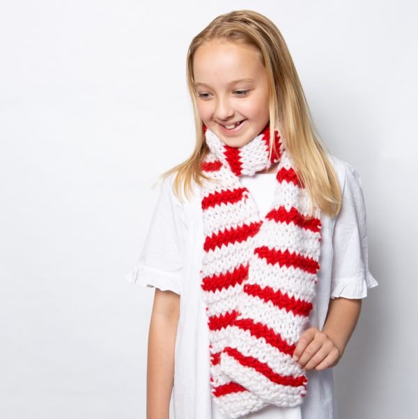 Children’s Candy Cane Scarf Knitting Kit - Wool Couture