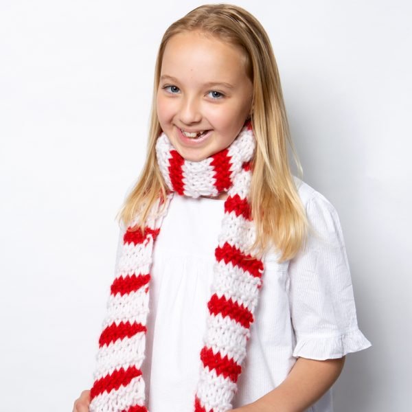 Children’s Candy Cane Scarf Knitting Kit - Wool Couture