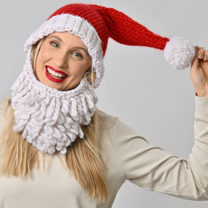 Christmas Knitting Kit - Santa's Hat and Beard - Wool Couture