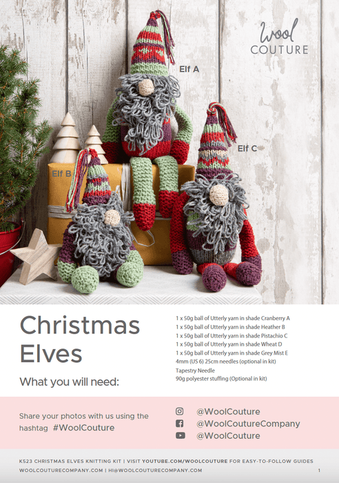 Christmas Knitting PDF Pattern - Christmas Elves - Wool Couture