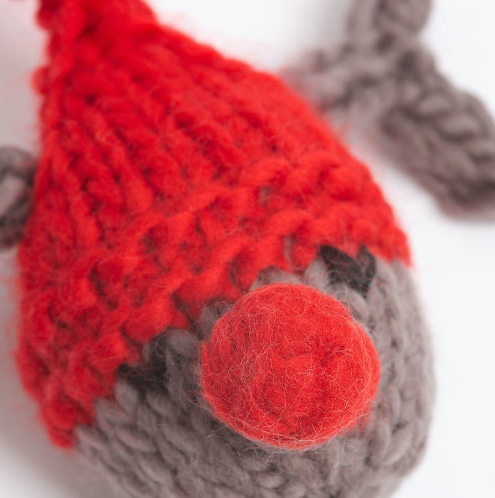 Christmas Knitting PDF Pattern - Reindeer and Robin Baubles - Wool Couture