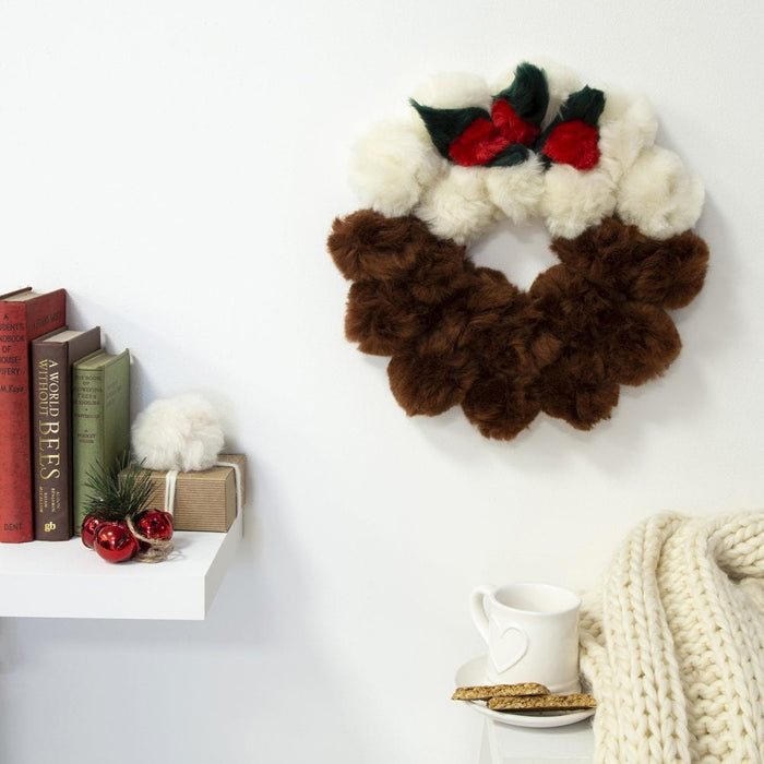 Christmas Pudding Wreath Pom Pom Craft Kit - Wool Couture