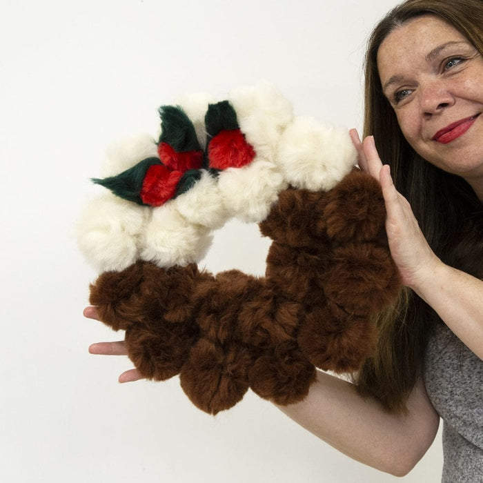 Christmas Pudding Wreath Pom Pom Craft Kit - Wool Couture