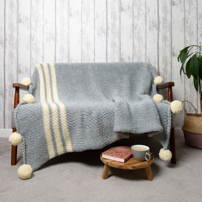 College Blanket Knitting Kit - Beginner Basics - Wool Couture